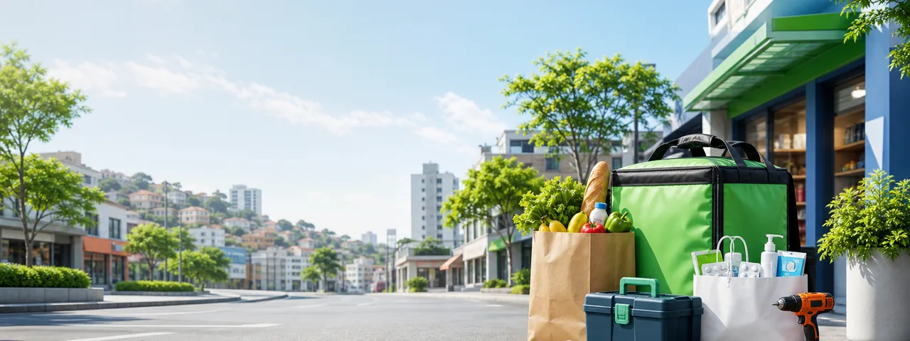 Mercado local, delivery e servicos na cidade